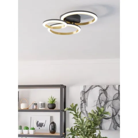 Candeeiro de teto LED preto e latão CALLIERA EGLO 901224
