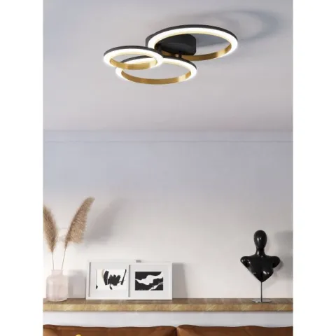 Candeeiro de teto LED preto e latão CALLIERA EGLO 901224