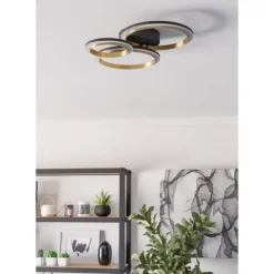 Candeeiro de teto LED preto e latão CALLIERA EGLO 901224