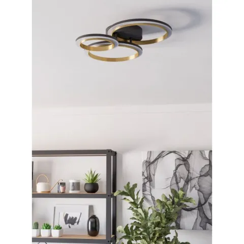 Candeeiro de teto LED preto e latão CALLIERA EGLO 901224