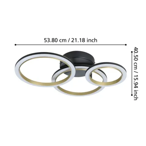 Candeeiro de teto LED preto e latão CALLIERA EGLO 901224