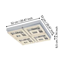 Candeeiro de Teto LED Quadrado Cromado com Cristais FRADELO EGLO 95661