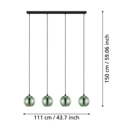 Candeeiro de teto LEMORIETA com 4 abajures em vidro dourado EGLO 39686