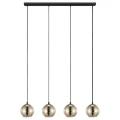 Candeeiro de teto LEMORIETA com 4 abajures em vidro dourado EGLO 39686