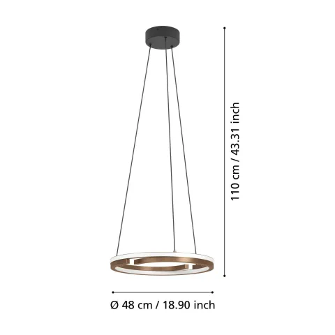 Candeeiro de teto Mezzomonte, bronze, com iluminação inteligente ajustável - Eglo