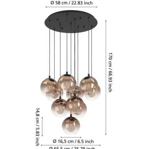 Candeeiro de teto moderno com globos de vidro ARISCANI 1 EGLO 901926