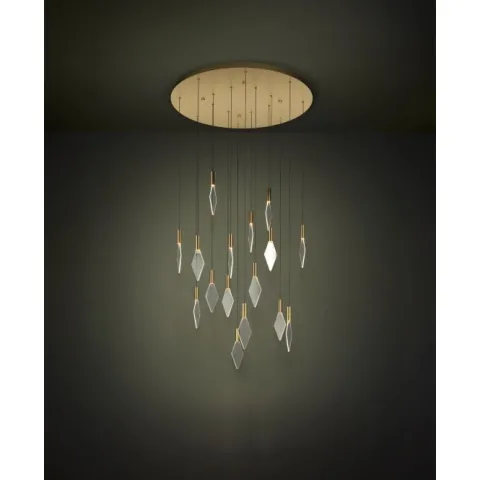 Candeeiro de teto pendente LED com baldaquim em latão e acrílico MIRADOR EGLO 390361