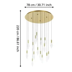 Candeeiro de teto pendente LED com baldaquim em latão e acrílico MIRADOR EGLO 390361