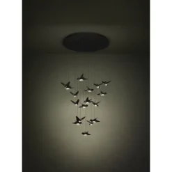 Candeeiro de teto pendente LED com 17 pássaros níquel-nero PARATEBUENO EGLO 390352
