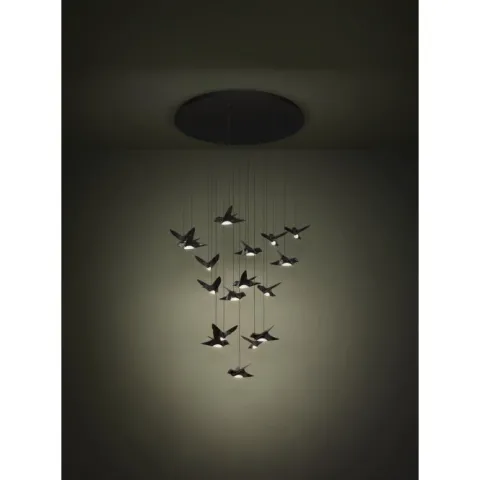 Candeeiro de teto pendente LED com 17 pássaros níquel-nero PARATEBUENO EGLO 390352