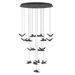 Candeeiro de teto pendente LED com 17 pássaros níquel-nero PARATEBUENO EGLO 390352