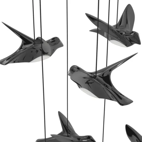Candeeiro de teto pendente LED com 17 pássaros níquel-nero PARATEBUENO EGLO 390352