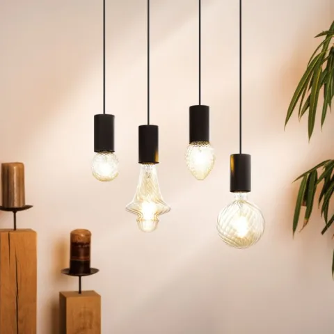 Candeeiro de Teto POZUETA Preto Minimalista E27 EGLO 98661
