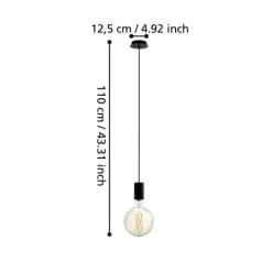 Candeeiro de Teto POZUETA Preto Minimalista E27 EGLO 98661