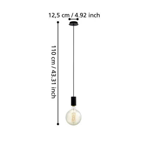 Candeeiro de Teto POZUETA Preto Minimalista E27 EGLO 98661