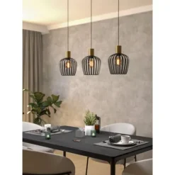 Candeeiro de teto preto com latão escovado EMPOLI EGLO 901037