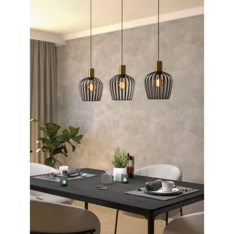 Candeeiro de teto preto com latão escovado EMPOLI EGLO 901037