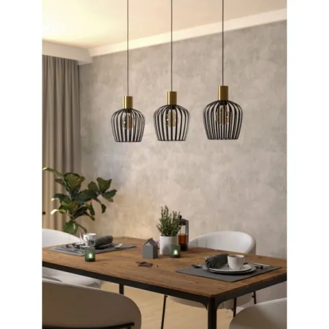 Candeeiro de teto preto com latão escovado EMPOLI EGLO 901037