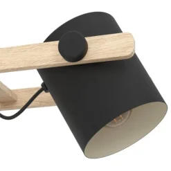 Candeeiro de teto preto-creme com madeira HORNWOOD EGLO 43517