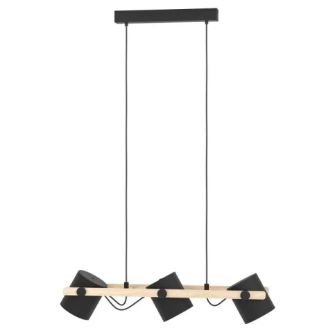 Candeeiro de teto preto-creme com madeira HORNWOOD EGLO 43517