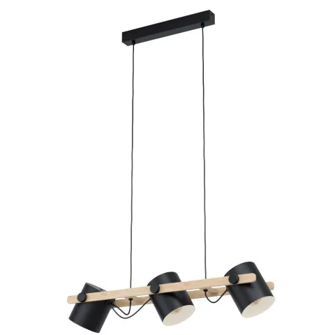 Candeeiro de teto preto-creme com madeira HORNWOOD EGLO 43517