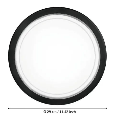Candeeiro de Teto Redondo em Aço e Vidro Preto e Branco PLANET 1 EGLO 83159