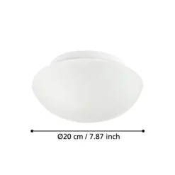 Candeeiro de Teto Redondo em Metal Branco e Vidro Opalino ELLA EGLO 81635