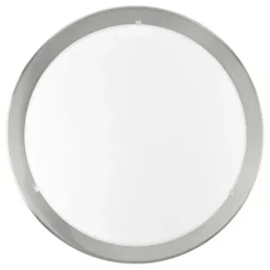 Candeeiro de Teto Redondo em Níquel Mate e Vidro Branco PLANET EGLO 82942