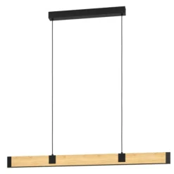 Candeeiro de teto retangular preto com madeira CAMINARRO EGLO 390225