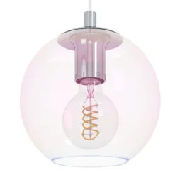 Candeeiro de teto suspenso ARISCANI 2 com vidro iridescente e suporte cromado