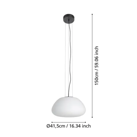 Candeeiro de Teto Suspenso BALMES com Abajur em Vidro Opalino Mate Branco 390201