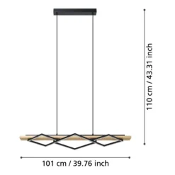 Candeeiro de teto suspenso BOYAL com LED e madeira clara EGLO 901927