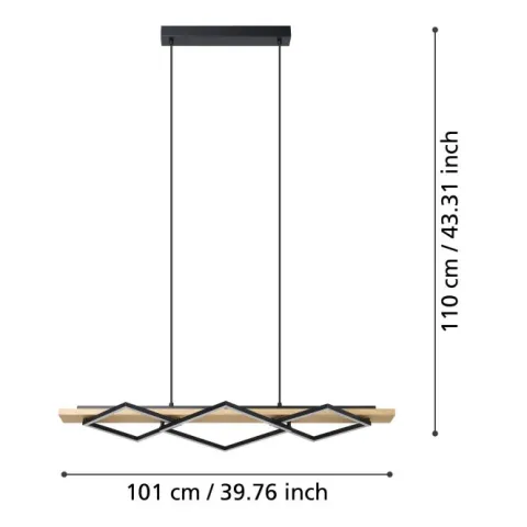 Candeeiro de teto suspenso BOYAL com LED e madeira clara EGLO 901927