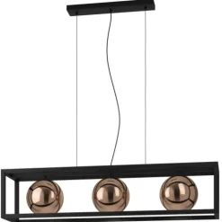 Candeeiro de teto suspenso com vidro cobre e metal preto CORDOBA EGLO 390091