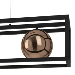 Candeeiro de teto suspenso com vidro cobre e metal preto CORDOBA EGLO 390091