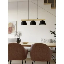 Candeeiro de teto suspenso com madeira e metal SHERBURN EGLO 43739
