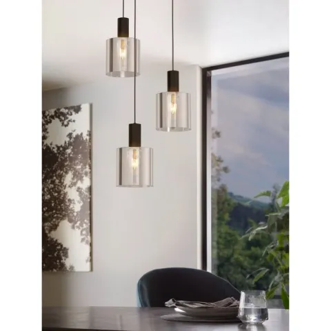 Candeeiro de teto suspenso com vidro preto fumado GOROSIBA EGLO 98754