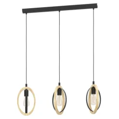 Candeeiro de teto suspenso com madeira e metal BASILDON EGLO 43462