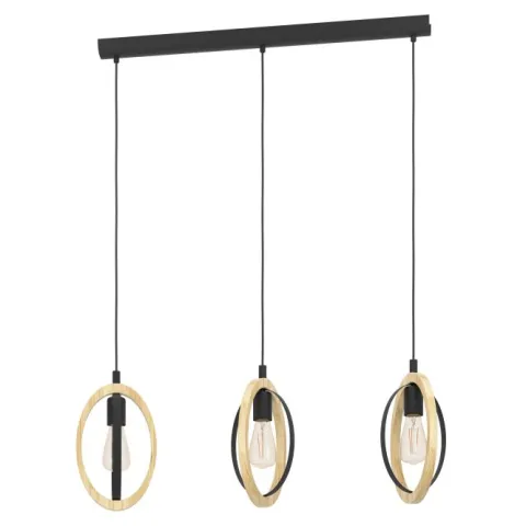 Candeeiro de teto suspenso com madeira e metal BASILDON EGLO 43462