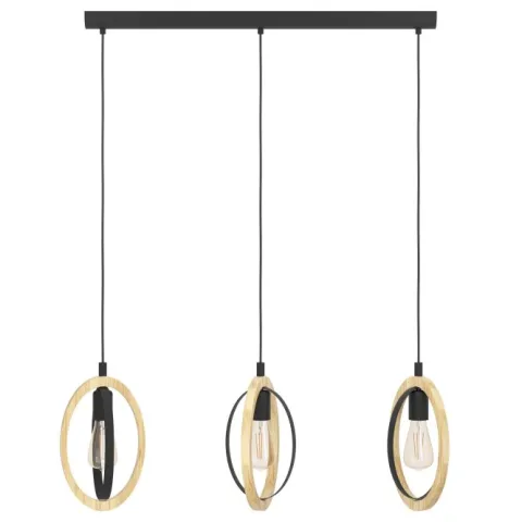 Candeeiro de teto suspenso com madeira e metal BASILDON EGLO 43462
