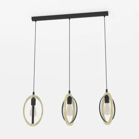 Candeeiro de teto suspenso com madeira e metal BASILDON EGLO 43462