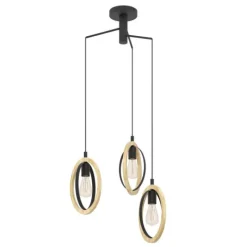 Candeeiro de teto suspenso com madeira e metal BASILDON EGLO 43463