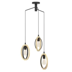 Candeeiro de teto suspenso com madeira e metal BASILDON EGLO 43463