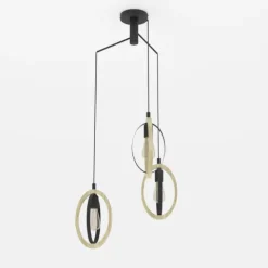 Candeeiro de teto suspenso com madeira e metal BASILDON EGLO 43463