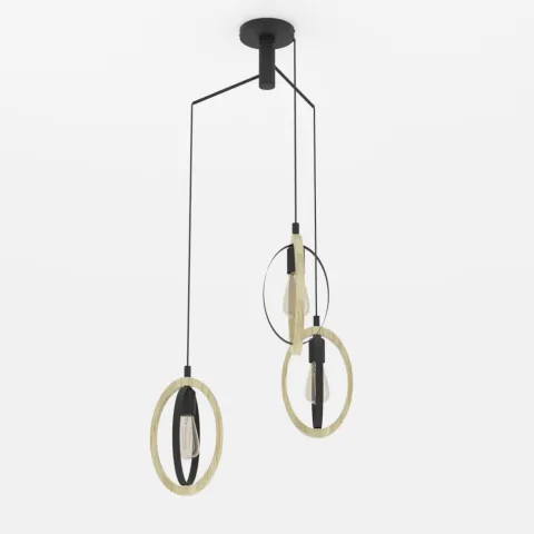 Candeeiro de teto suspenso com madeira e metal BASILDON EGLO 43463