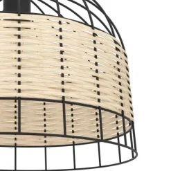 Candeeiro de teto suspenso com moldura de metal preto e rotim ANWICK EGLO 43311