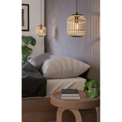Candeeiro de teto suspenso com abajur em bambu natural BORDESLEY EGLO 43231