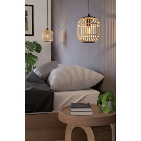 Candeeiro de teto suspenso com abajur em bambu natural BORDESLEY EGLO 43231