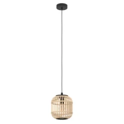 Candeeiro de teto suspenso com abajur em bambu natural BORDESLEY EGLO 43231