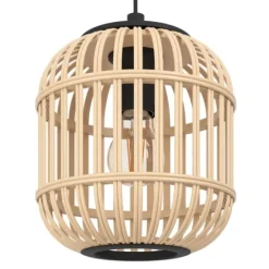 Candeeiro de teto suspenso com abajur em bambu natural BORDESLEY EGLO 43231